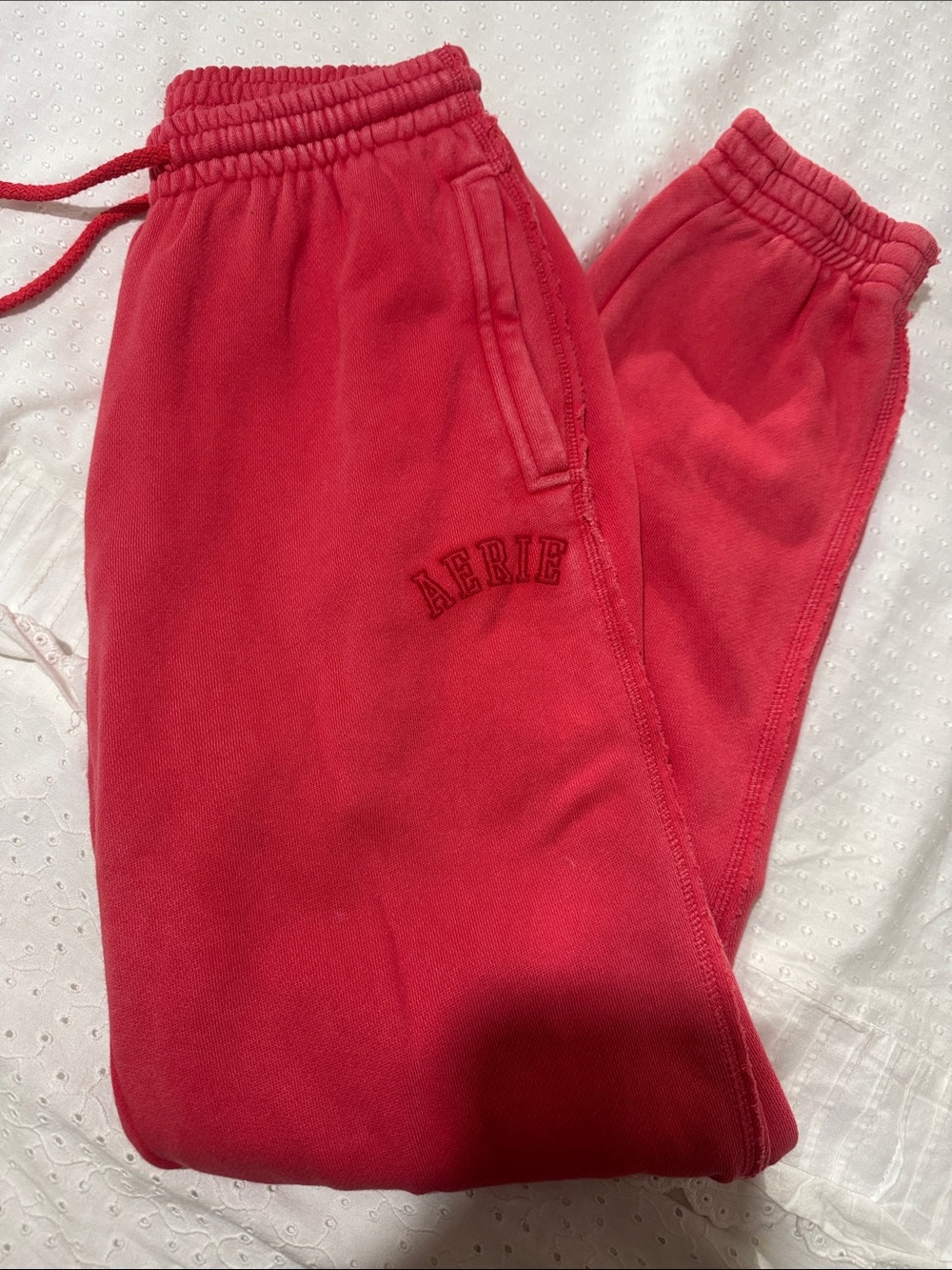 aerie Coral-Red Fleece Joggers
